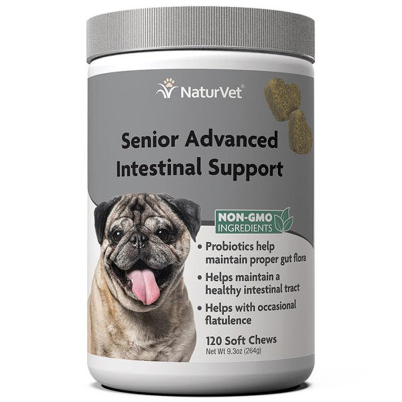NaturVet Senior Advanced Intestinal Support Soft Chews for Dogs, 120 ct