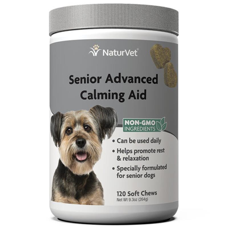 NaturVet Senior Advanced Calming Aid Soft Chews for Dogs, 120 ct