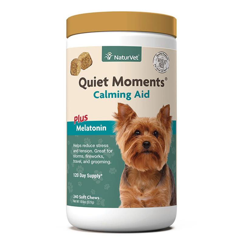 NaturVet Quiet Moments Calming Aid Plus Melatonin Soft Chews for Dogs, 240 Ct.