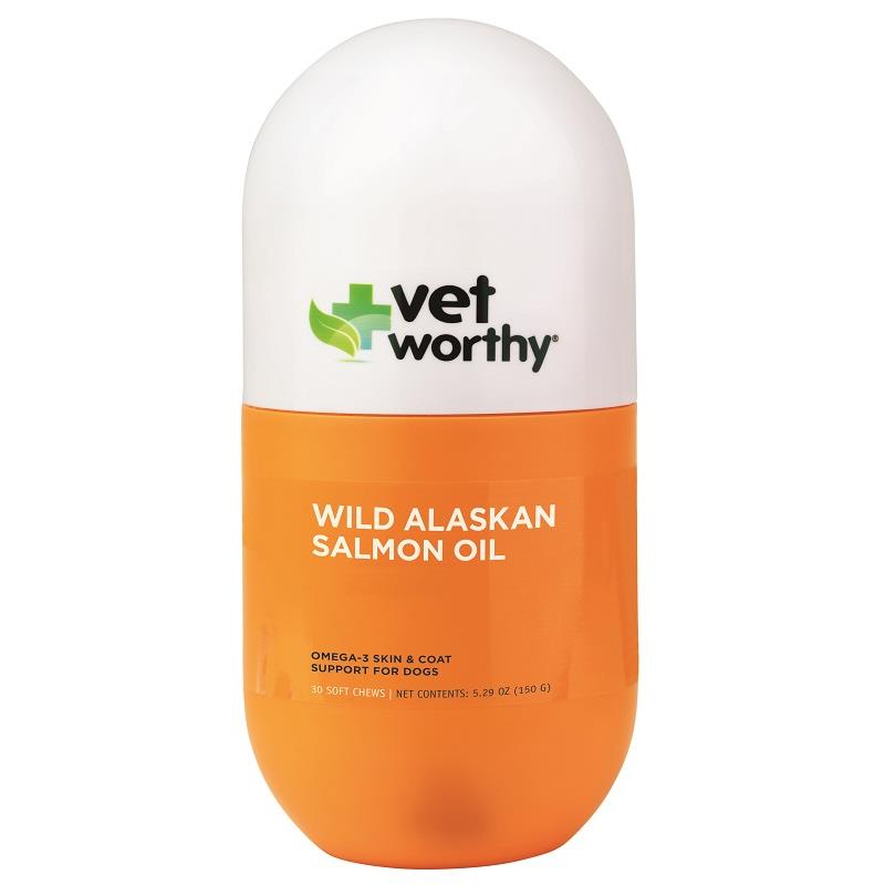 Vet Worthy Wild Alaskan Salmon Oil Soft Chews for Dogs, 30 ct