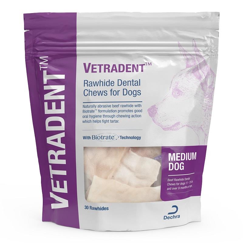 Vetradent Rawhide Dental Chews for Medium Dogs (11-25 lbs) 30 ct