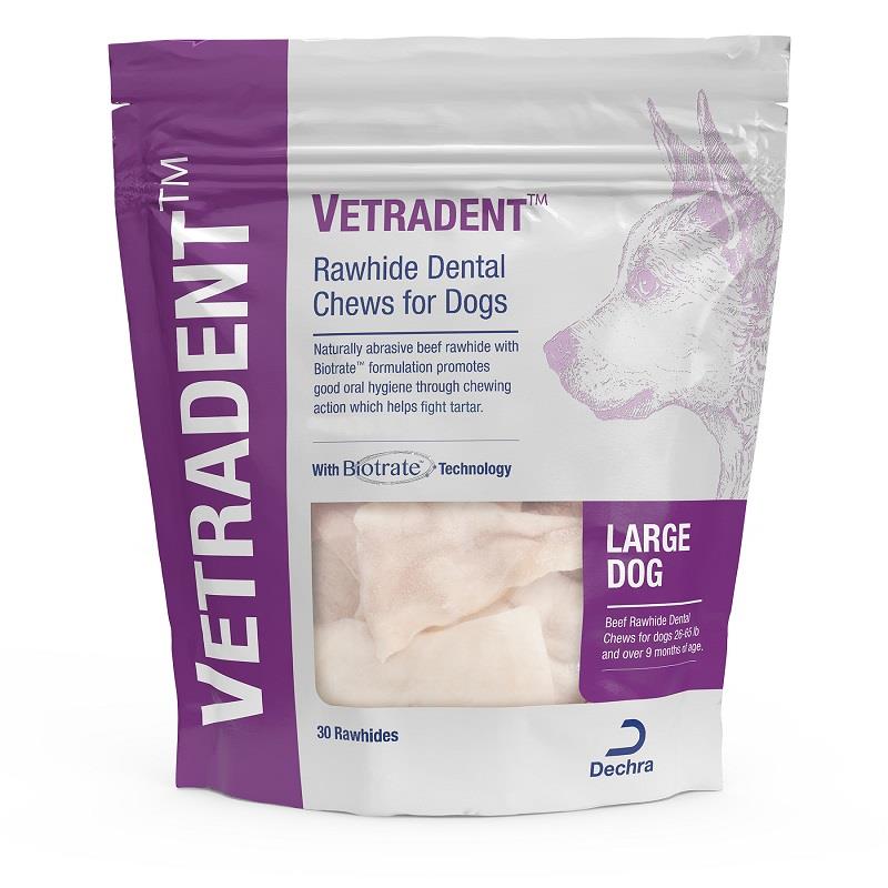 Vetradent Rawhide Dental Chews for Large Dogs (26-65 lbs) 30 ct