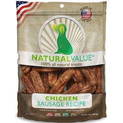 Natural Value Chicken Sausages Dog Treats, 13 oz