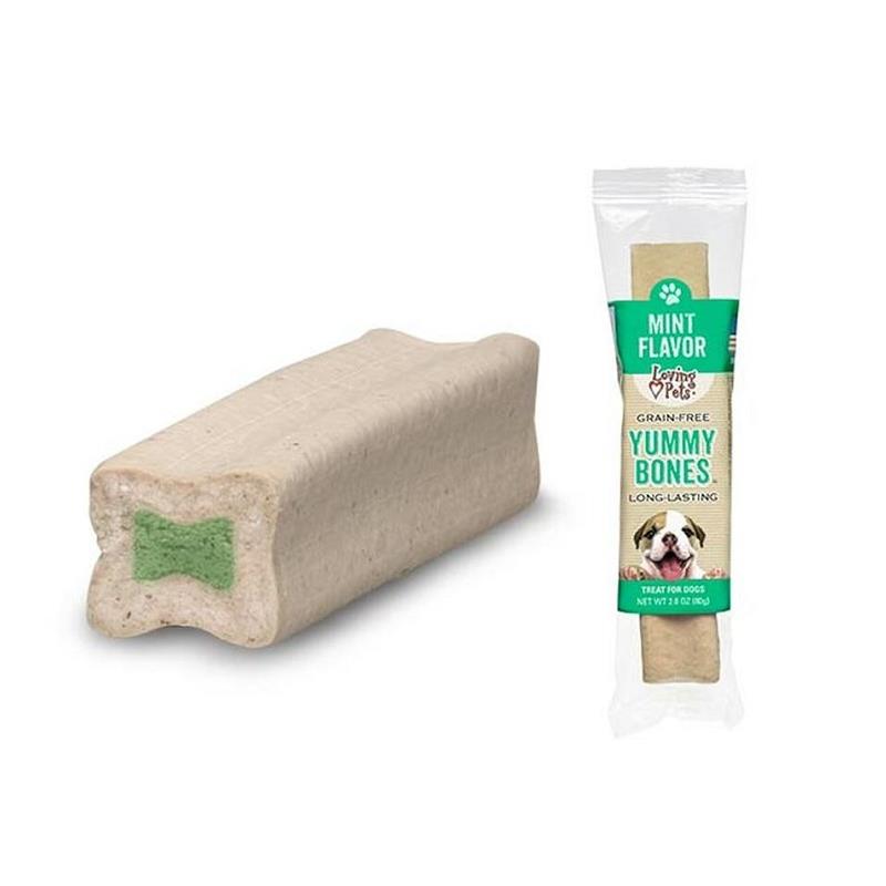 Single Wrapped Yummy Bone Mint Flavor Filled Bone Dog Treat, 2.8 oz