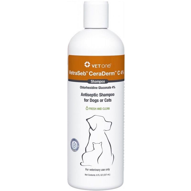 VetraSeb CeraDerm C 4% Antiseptic Shampoo for Dogs or Cats, 8 oz