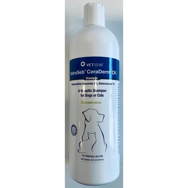 VetraSeb CeraDerm CK Antiseptic Shampoo for Dogs or Cats, 16 oz