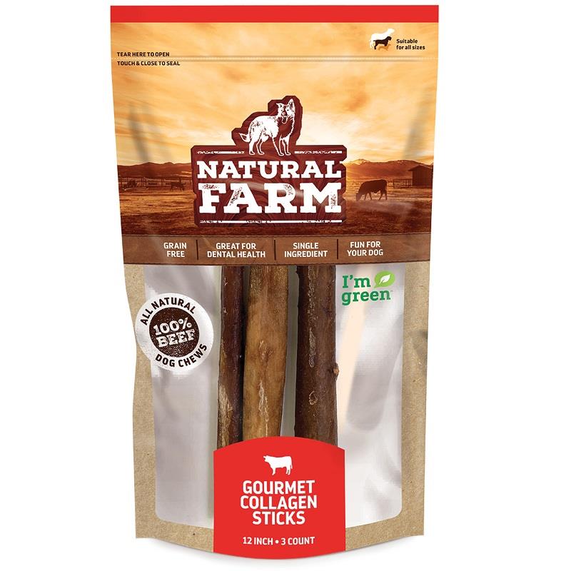 Natural Farm 12 Gourmet Collagen Sticks, 3 pack