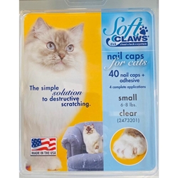 Soft Claws Nail Caps for Cats 40 Count Pack, Clear Small