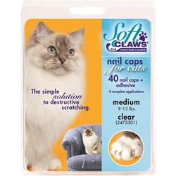 Soft Claws Nail Caps for Cats 40 Count Pack, Clear Medium