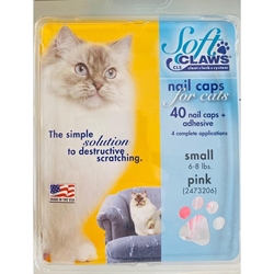 Soft Claws Nail Caps for Cats 40 Count Pack, Pink Small