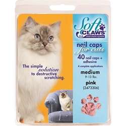 Soft Claws Nail Caps for Cats 40 Count Pack, Pink Medium