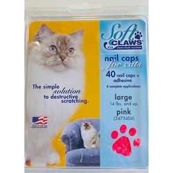 Soft Claws Nail Caps for Cats 40 Count Pack, Pink Large