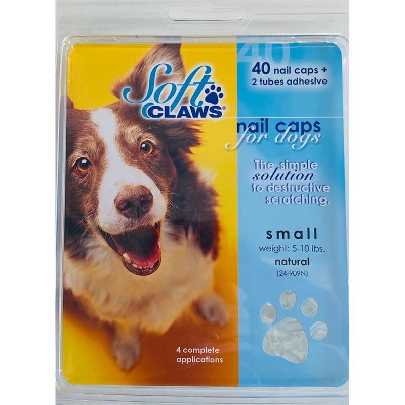 Soft Claws Nail Caps for Dogs 40 Count Pack, Clear Small