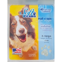 Soft Claws Nail Caps for Dogs 40 Count Pack, Clear X-Large