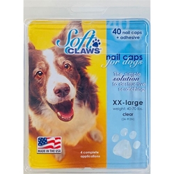 Soft Claws Nail Caps for Dogs 40 Count Pack, Clear XX-Large