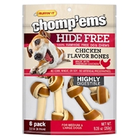 Chompems Hide Free Knot Bones Two Tone Chicken, 6 count