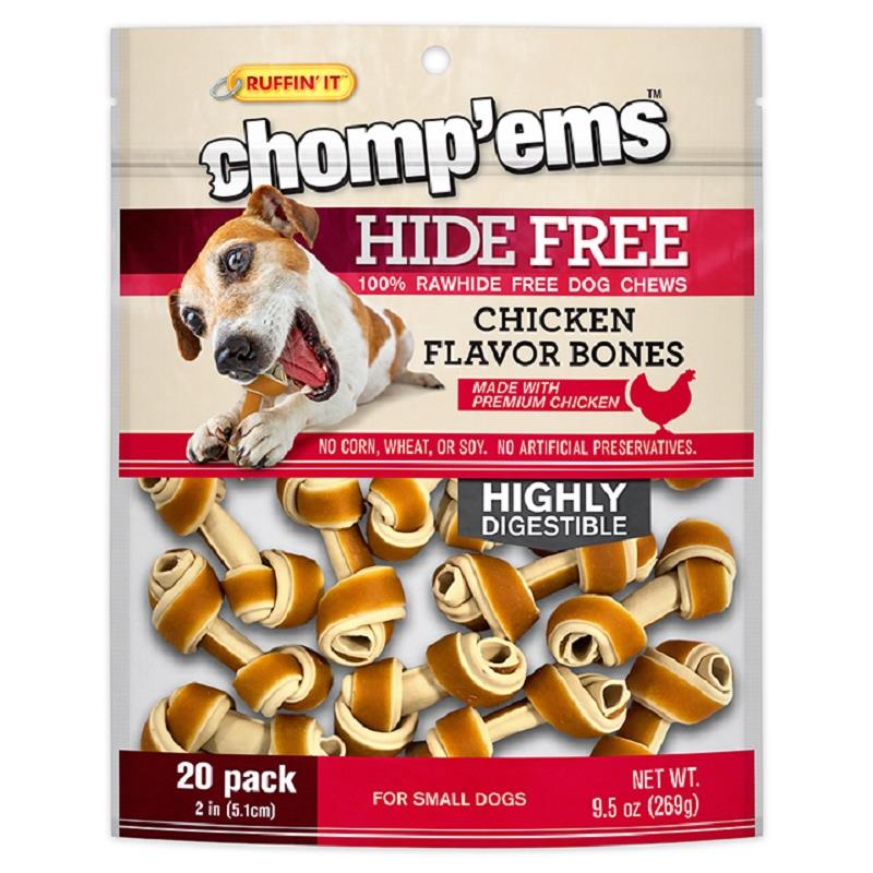 Chomp'ems Hide Free Knot Bones Two Tone Chicken, 20 count