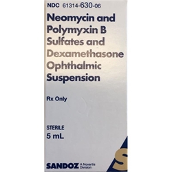 Neo Poly Dex Ophthalmic Suspension 5 ml Neomycin, Polymyxin B, Dexamethasone Ophthalmic Suspension, 5 mL, combination broad-spectrum antibiotics external eye infections petmeds