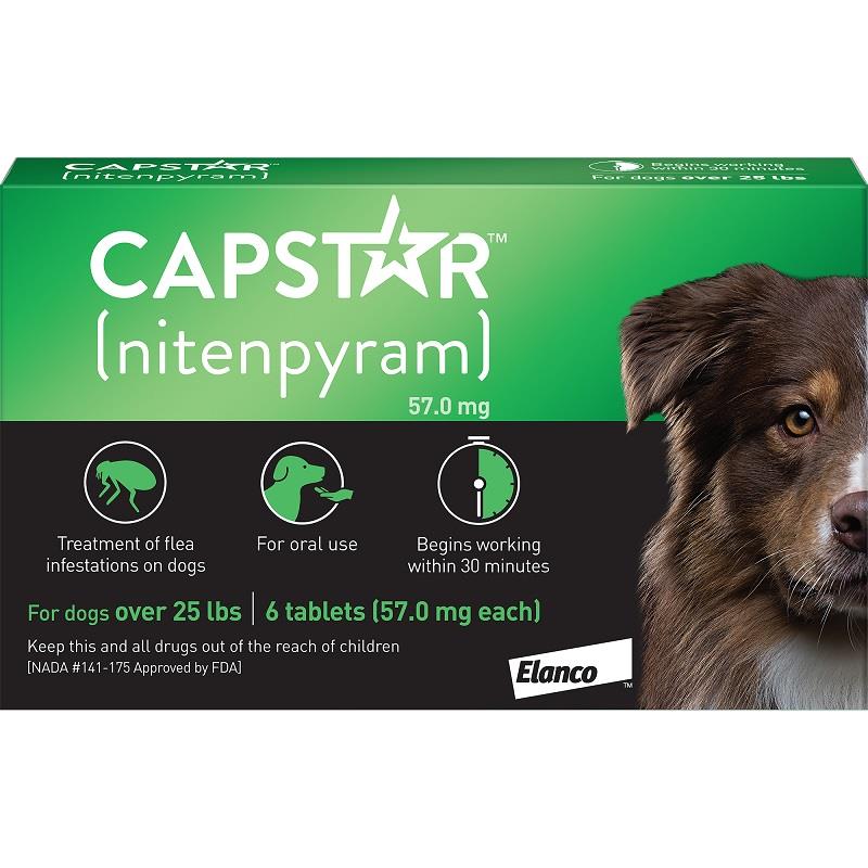 Capstar for Dogs over 25 lbs, Green, 6 Tablets