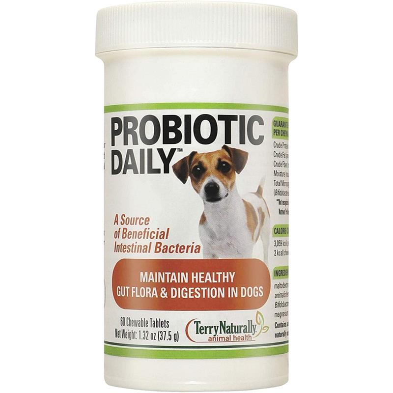 Terry Naturally Animal Health Probiotic Daily Probiotics for Dogs, 60 Chew Tablets
