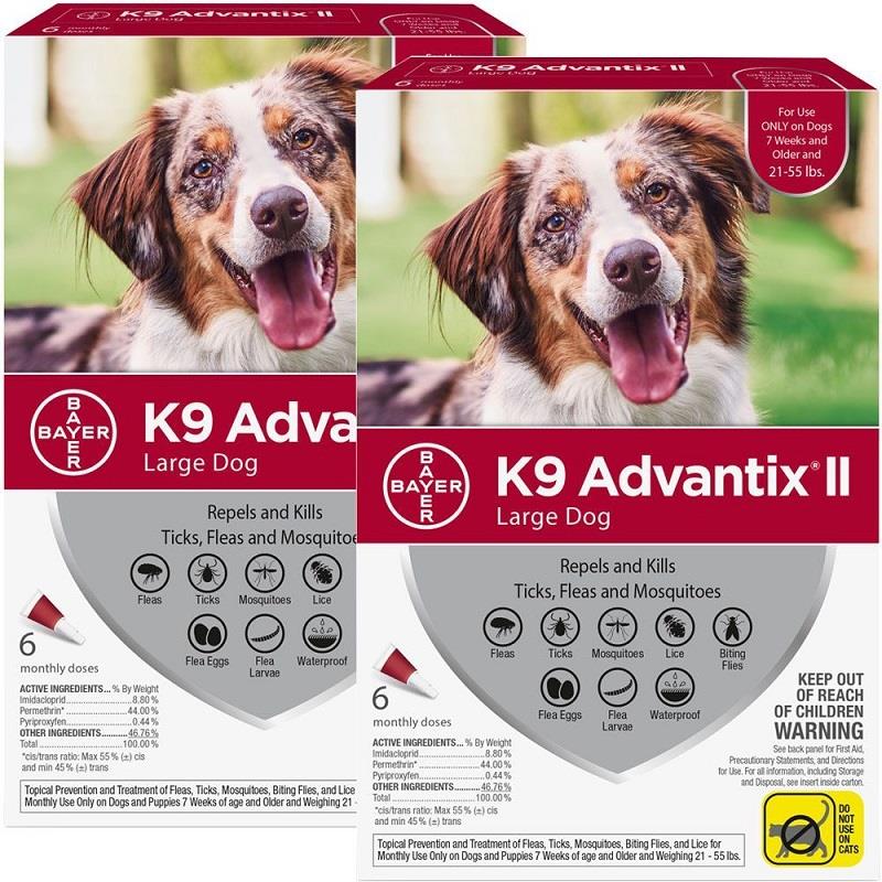 K9 Advantix II for Dogs 21-55 lbs, Red, 12 Pack