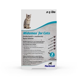 Midamox (imidacloprid + moxidectin) Topical Solution for Cats 2-5 lbs 3 Month Supply