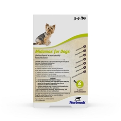 Midamox (imidacloprid + moxidectin) Topical Solution for Dogs 3-9 lbs Green, 6 Month Supply