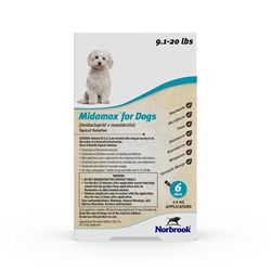 Midamox (imidacloprid + moxidectin) Topical Solution for Dogs 9.1-20 lbs Teal, 6 Month Supply