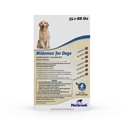 Midamox (imidacloprid + moxidectin) Topical Solution for Dogs 55.1-88 lbs Blue, 6 Month Supply