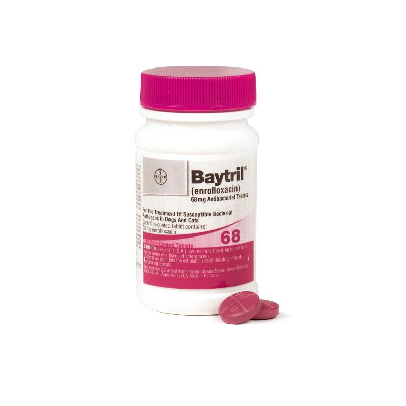 Baytril (enrofloxacin) 68 mg, 50 Enteric Coated Tablets
