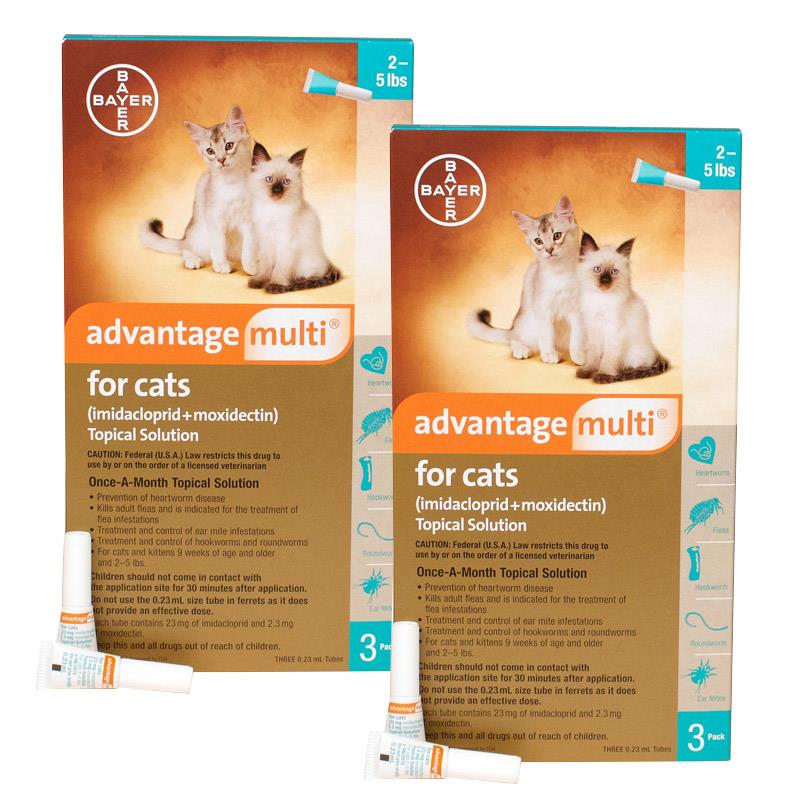 Advantage Multi For Cats and Kittens 2-5 lbs, Turquoise, 6 Pack
