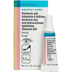 Neo Poly Bac with Hydrocortisone Ophthalmic Ointment, 3.5 gm neomycin polymyxin b bacitracin opthalmic ointment hydrocortisone 1 8oz broad spectrum antibiotic treatment along anti-inflammatory external eye infections petmeds