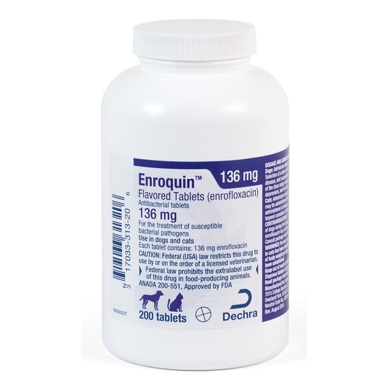 Enrofloxacin Flavored Tablets 136 mg, 100 Tablets