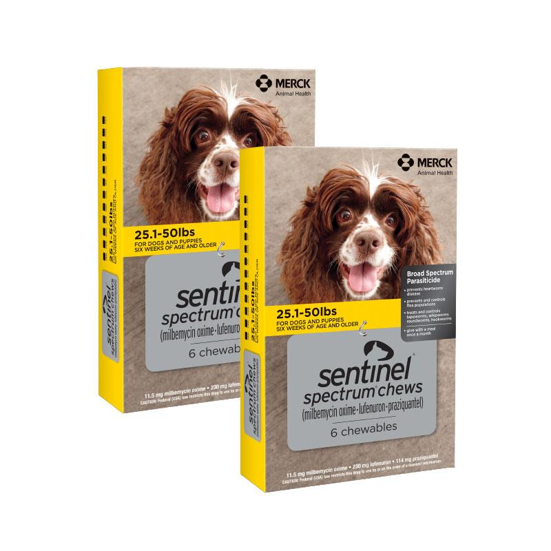 Sentinel Spectrum 25.1 - 50 lbs Yellow 11.5 / 230 mg, 12 Month Supply