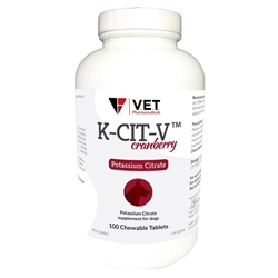 K-CIT-V Cranberry Potassium Citrate for Dogs, 100 Chewable Tablets | VetDepot.com