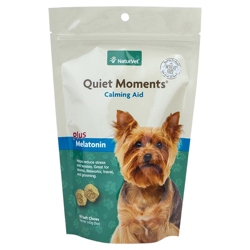 NaturVet Quiet Moments Calming Aid Plus Melatonin, 65 Soft Chews