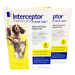 Interceptor for Dogs 26-50 lbs, Yellow, 12 Pack