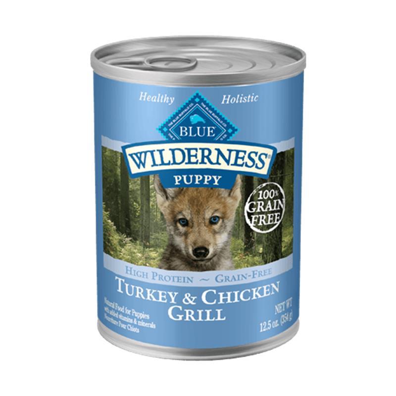 Blue Buffalo Wilderness Turkey and Chicken Grain Free Puppy Food, 12 x 12.5 oz cans
