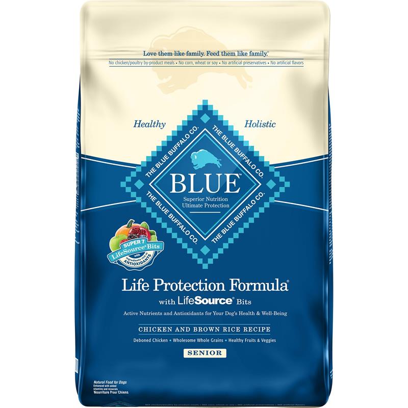 Blue Buffalo Life Protection Formula Chicken and Brown Rice Senior Dog Food, 30 lbs