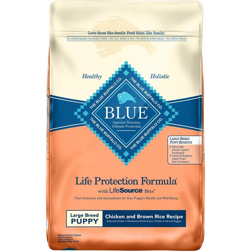 Blue Buffalo Life Protection Formula Chicken and Brown Rice Large Breed Puppy Food, 15 lbs