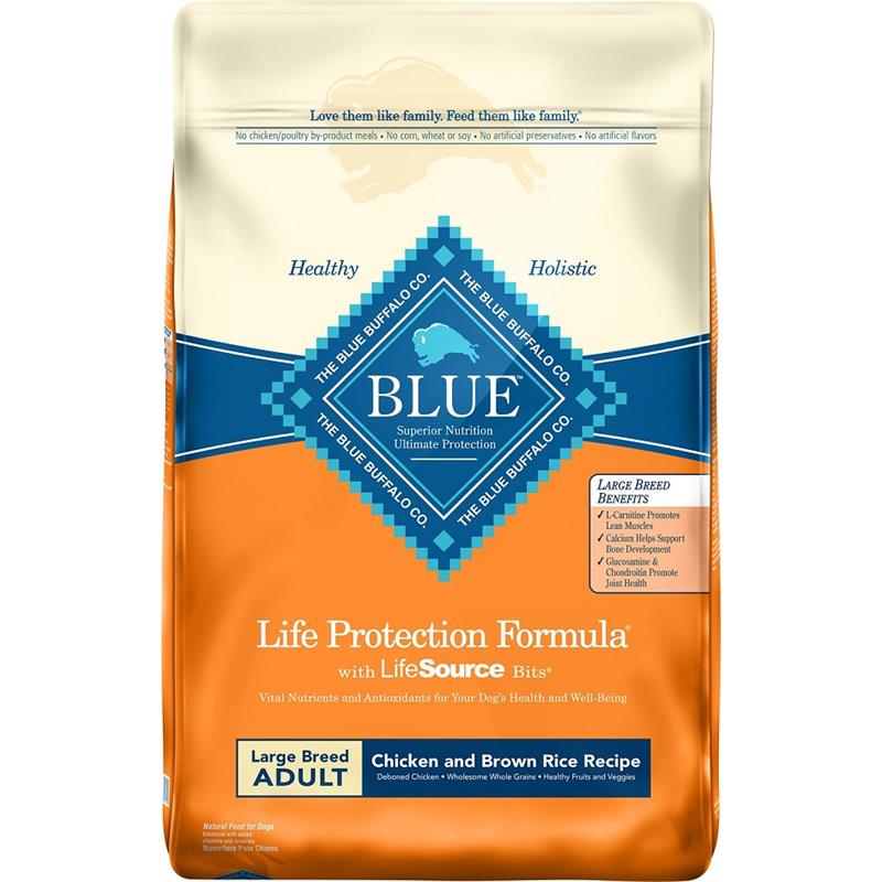 Blue Buffalo Life Protection Formula Chicken and Brown Rice Large Breed Adult Dog Food, 15 lbs