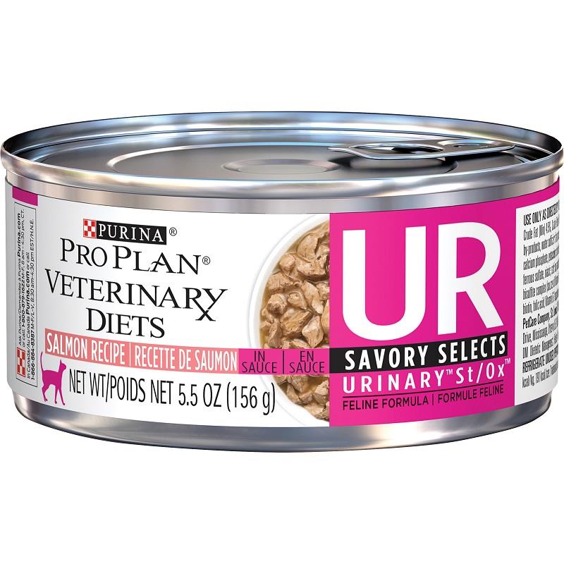 Purina Pro Plan Veterinary Diets UR Savory Selects Urinary St/Ox Salmon Recipe in Sauce Adult Cat Food, 24 x 5.5 oz cans