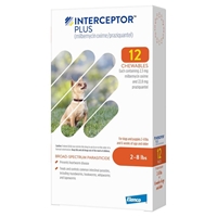 Interceptor Plus for Dogs 2-8 lbs Orange, 12 Pack 