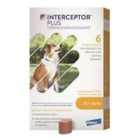 Interceptor Plus for Dogs 25.1-50 lbs Yellow, 6 Pack 