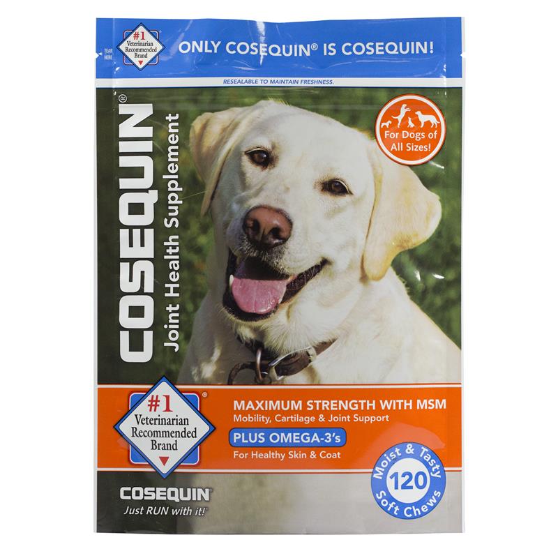 Cosequin Max Strength Joint Supplement for Dogs w/MSM plus Omega-3's, 120 Soft Chews