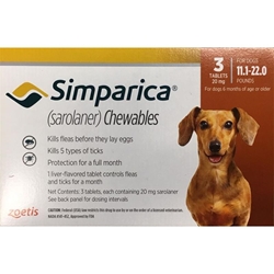 Simparica Chewable Tablets for Dogs 11 - 22 lbs Orange, 3 Month Supply