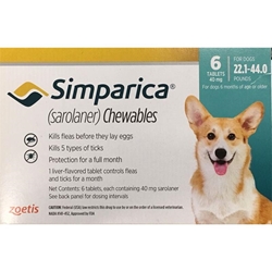 Simparica Chewable Tablets for Dogs 22 - 44 lbs Blue, 6 Month Supply