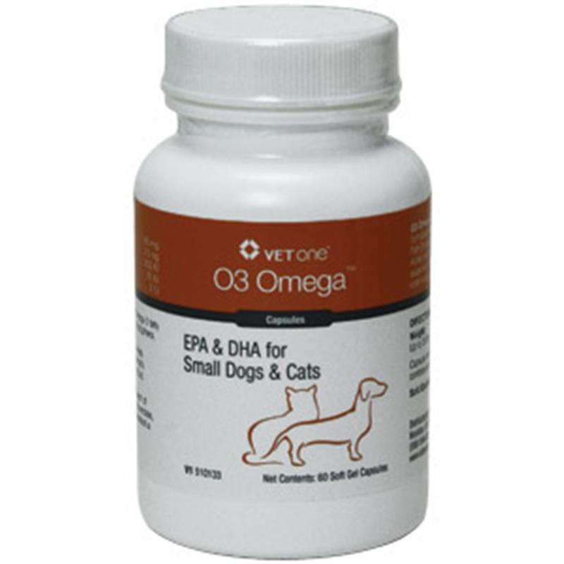 O3 Omega Softgel Capsules for Cats & Small Dogs Up to 30 lbs, 60 Ct.