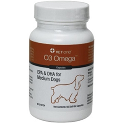O3 Omega Softgel Capsules for Medium Dogs 31-60 lbs, 60 Ct.