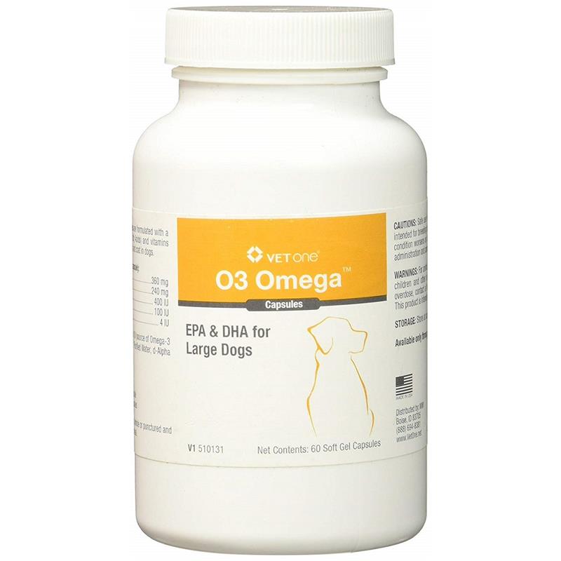O3 Omega Softgel Capsules for Large Dogs 60+ lbs, 60 Ct.